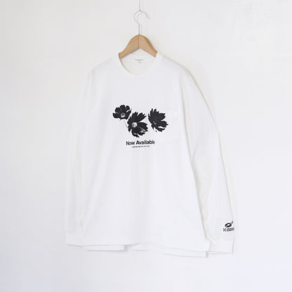 Printed Cross Crewneck L/S T - Flower｜White