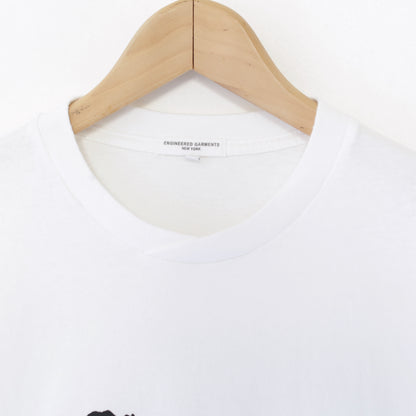 Printed Cross Crewneck L/S T - Flower｜White
