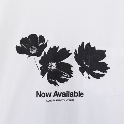 Printed Cross Crewneck L/S T - Flower｜White
