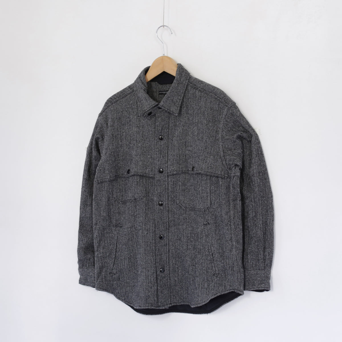 Stag Shirt Jacket - Poly Wool Herringbone｜Grey