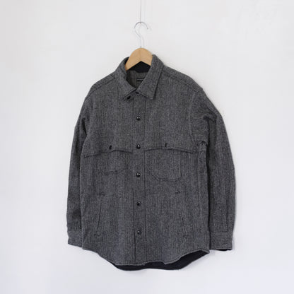 Stag Shirt Jacket - Poly Wool Herringbone｜Grey