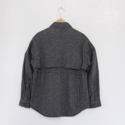 Stag Shirt Jacket - Poly Wool Herringbone｜Grey