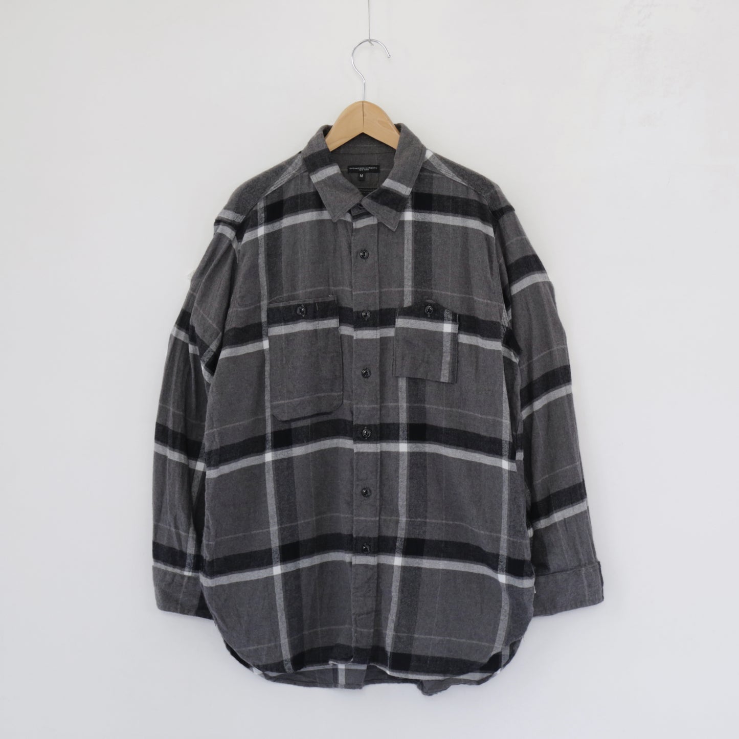 Work Shirt - Cotton Brushed Big Plaid｜Grey / Black