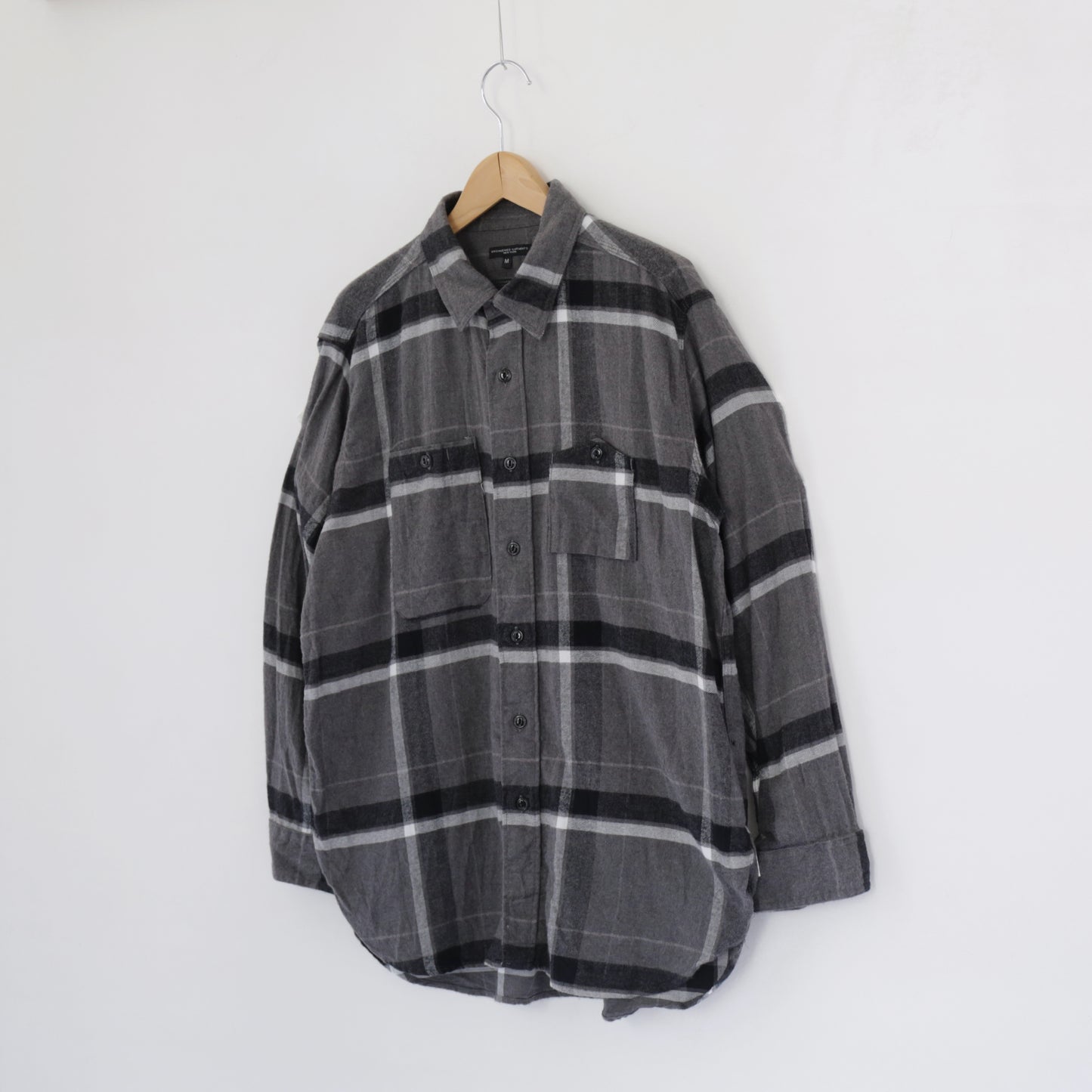 Work Shirt - Cotton Brushed Big Plaid｜Grey / Black