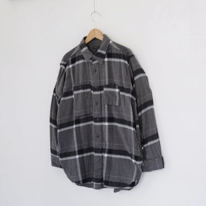 Work Shirt - Cotton Brushed Big Plaid｜Grey / Black