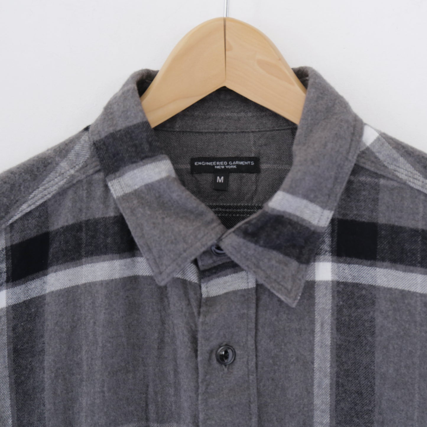 Work Shirt - Cotton Brushed Big Plaid｜Grey / Black