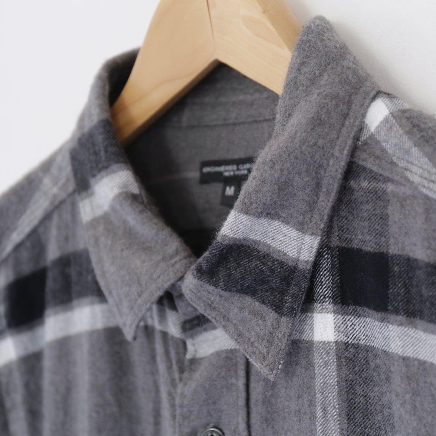 Work Shirt - Cotton Brushed Big Plaid｜Grey / Black