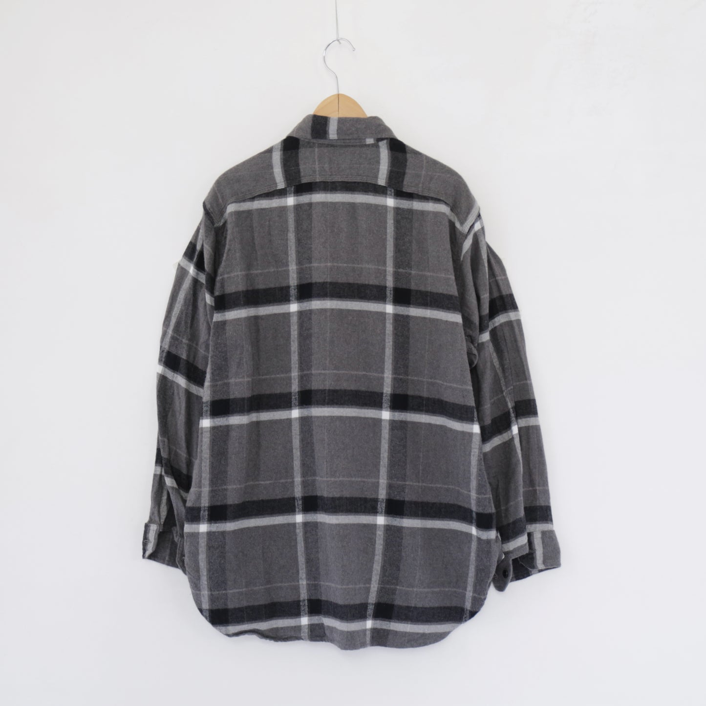 Work Shirt - Cotton Brushed Big Plaid｜Grey / Black