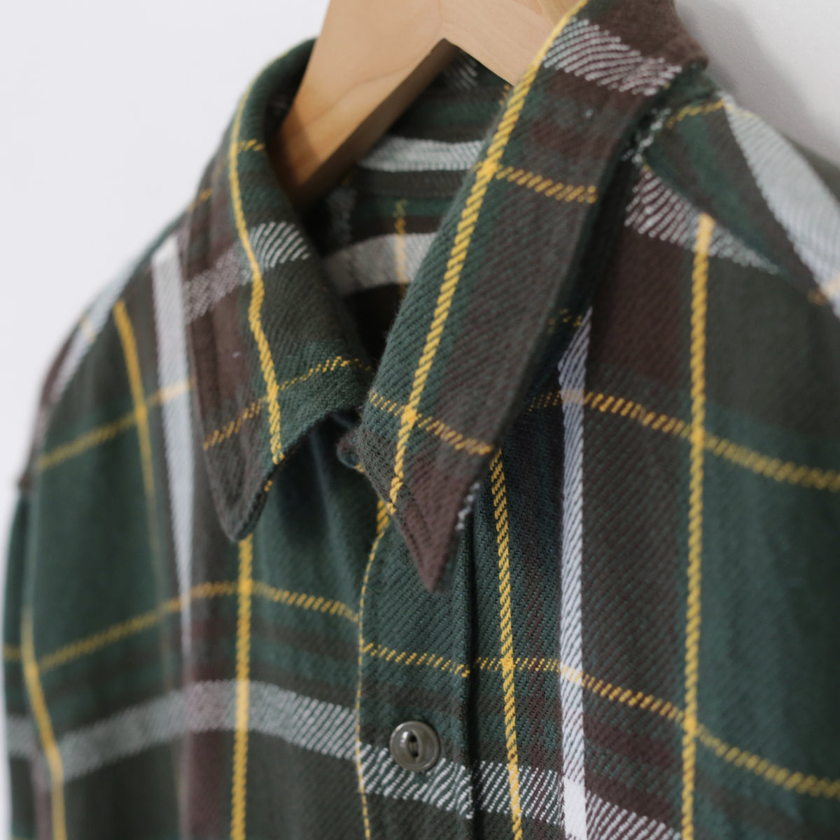 Work Shirt - Cotton Heavy Twill Plaid｜Olive/Brown