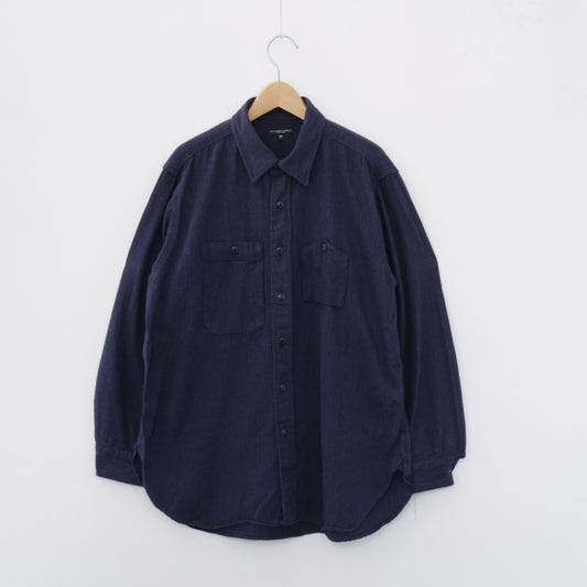 Work Shirt - Cotton Herringbone Flannel｜Navy