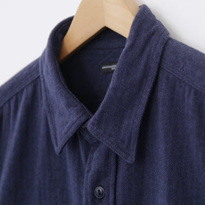 Work Shirt - Cotton Herringbone Flannel｜Navy