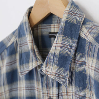 Work Shirt - Cotton Plaid Jacquard｜Navy