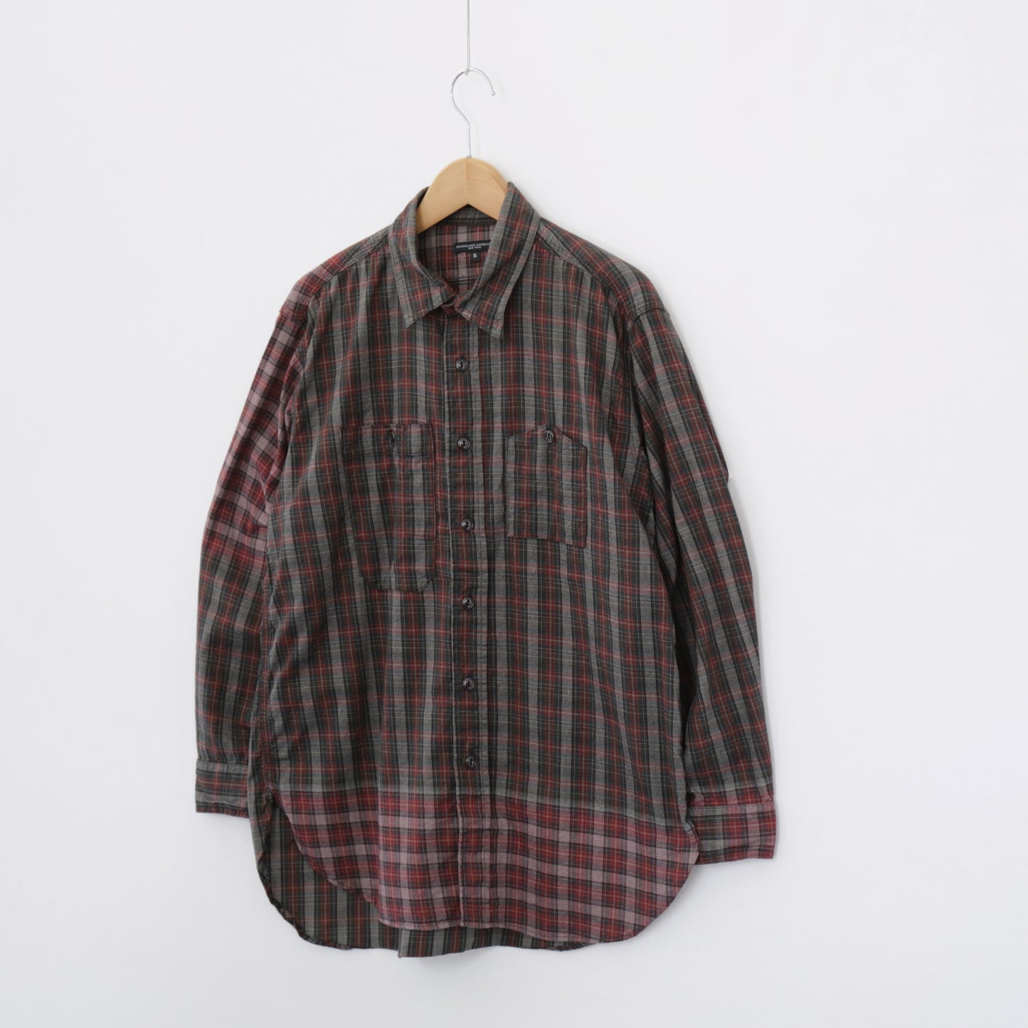 Work Shirt - Cotton Smoky Plaid｜Olive/Red