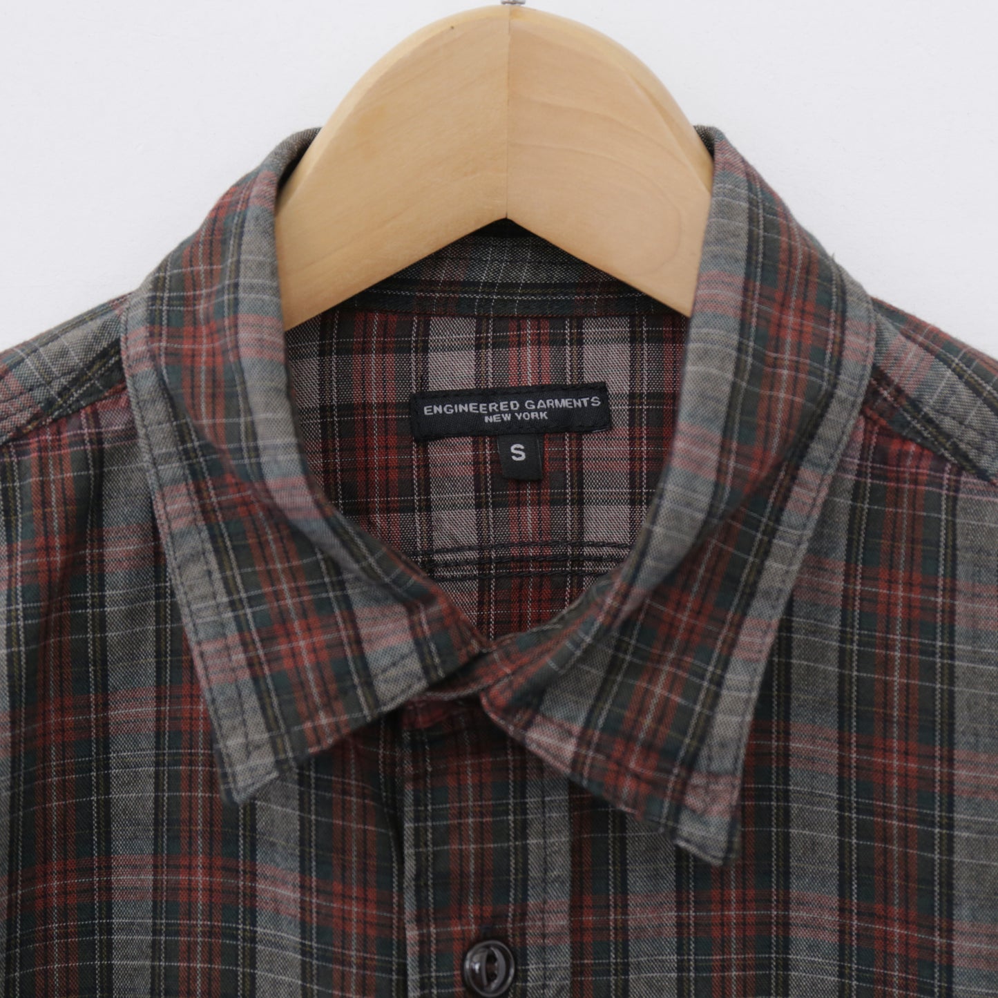 Work Shirt - Cotton Smoky Plaid｜Olive/Red