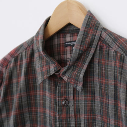 Work Shirt - Cotton Smoky Plaid｜Olive/Red