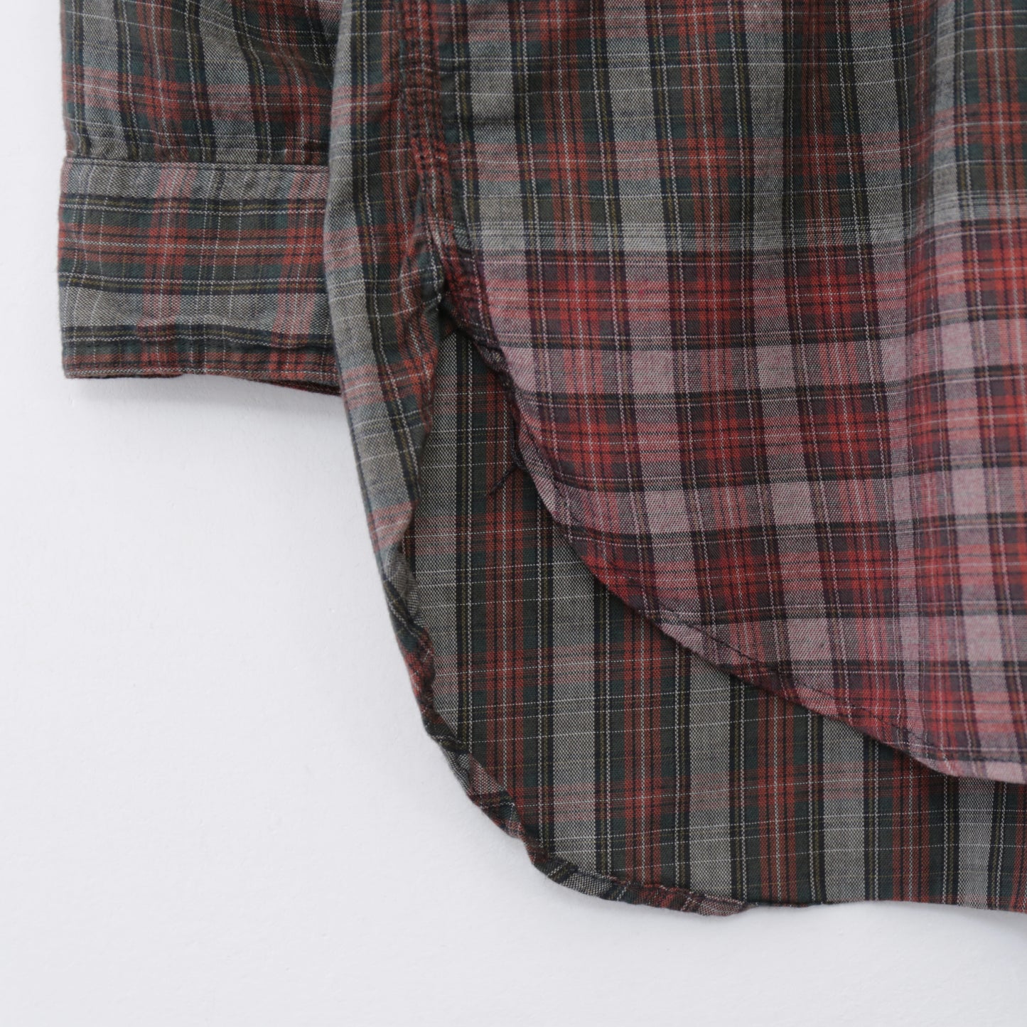 Work Shirt - Cotton Smoky Plaid｜Olive/Red