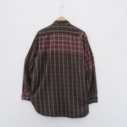 Work Shirt - Cotton Smoky Plaid｜Olive/Red