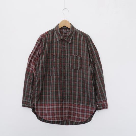 Work Shirt - Cotton Smoky Plaid｜Olive/Red